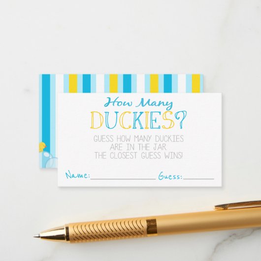 Wie viele Duckies Party Guess Cards Begleitkarte (Vorderseite/Rückseite Beispiel)