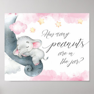 Wie viele Erdnüsse Mami-Elefant pinkfarbig weiß Poster