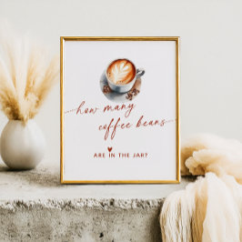 Wie viele Kaffeebohnen Brautparty Spiel Poster