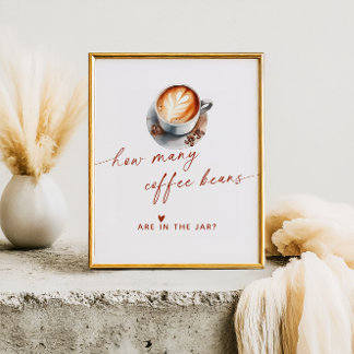 Wie viele Kaffeebohnen Brautparty Spiel Poster