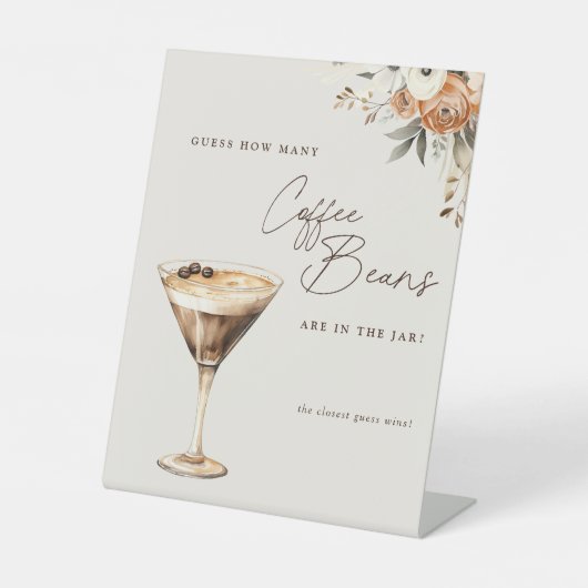 Wie viele Kaffeebohnen Espresso Martini Dusche Sockelschild (Vorderseite)