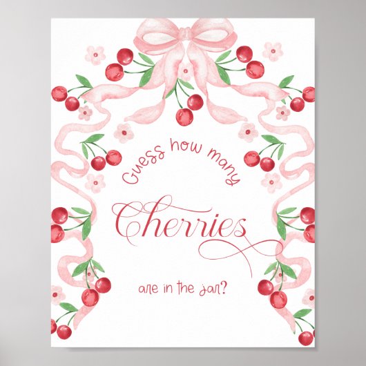 Wie viele Kirschen im Glas pink bug Baby Dusche Poster (Vorne)