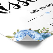 Wie viele Kisses Brautparty Game Blue Blumen Poster (Ecke)