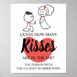 Wie viele Kisses Brautparty Game Sign Poster