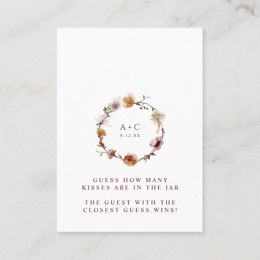 Wie viele Kisses Brautparty Game Terracotta Card Platzkarte (Rückseite)