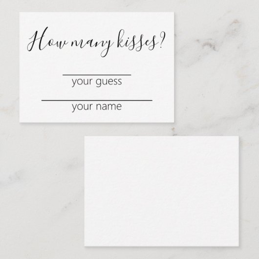 Wie viele Kisses Brautparty Guess Card Platzkarte (Vorne/Hinten)