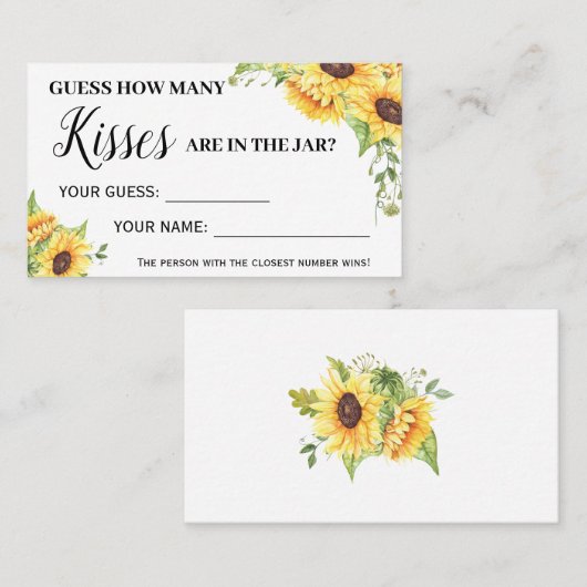 Wie viele Kisses Brautparty Sunflowers Spielkarte Platzkarte (Vorne/Hinten)