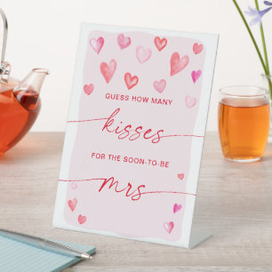 Wie viele Kisses Brautparty Valentine's Game Sockelschild