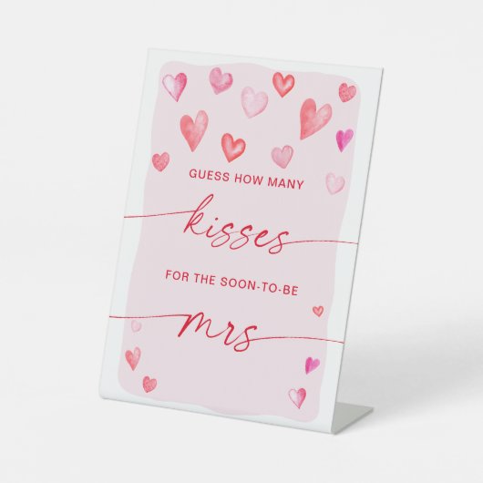 Wie viele Kisses Brautparty Valentine's Game Sockelschild (Vorderseite)