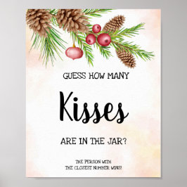 Wie viele Kisses Christmas Brautparty Game Sign Poster