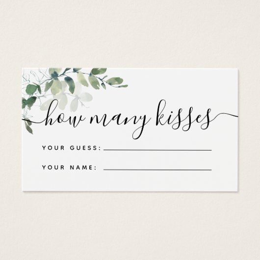 Wie viele Kisses Game Card Eukalyptus-Brautparty (Vorderseite)