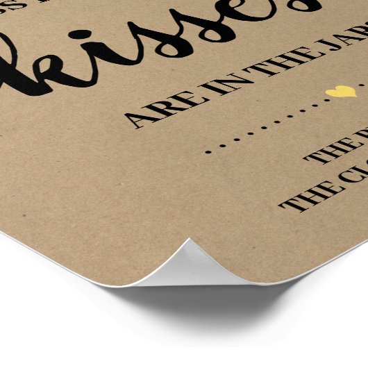 Wie viele Kisses Spiel signieren Brautparty Sunblu Poster (Ecke)