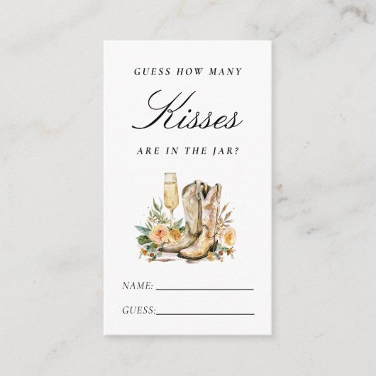 Wie viele Kisses Stiefel und Bubbly Brautparty Begleitkarte (Vorderseite)