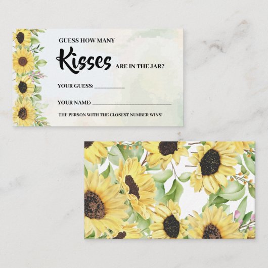 Wie viele Kisses Sunblumen Brautparty Game Card Platzkarte (Vorne/Hinten)