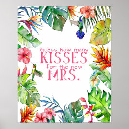 Wie viele Kisses Tropical Brautparty Game Poster