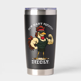 Wie viele Kniebeugen? Diddly – Lustiger Hahn Fitne Thermobecher