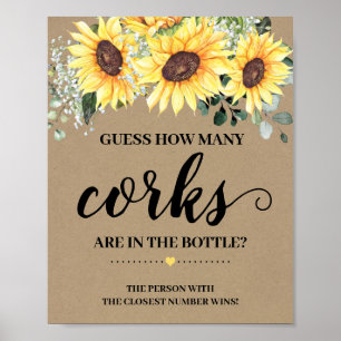 Wie viele Korken Grünzeug Sonnenblumen Dusche Spie Poster