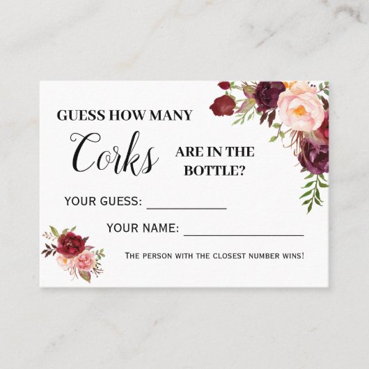 Wie viele Korken spielen englische spanische Dusch Platzkarte (Vorderseite)