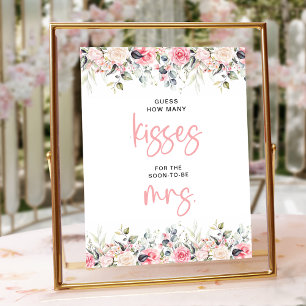 Wie viele Küss blush floral Brautparty signieren Poster
