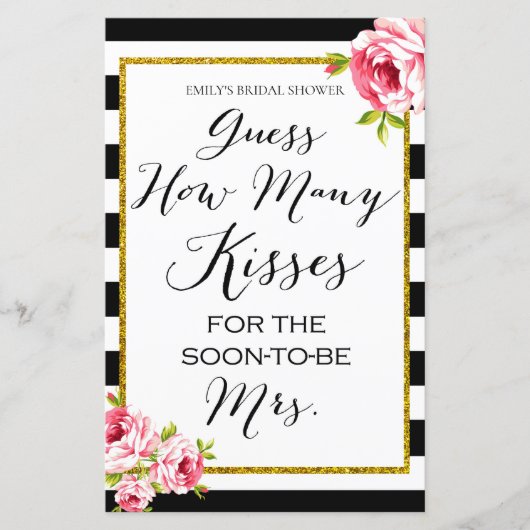 wie viele Küsse - Brautparty Game (Vorderseite)