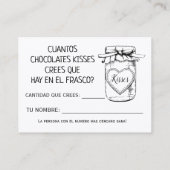 Wie viele Küsse englische spanische Duschspielkart Platzkarte (Rückseite)