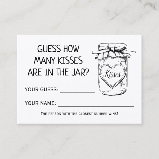 Wie viele Küsse englische spanische Duschspielkart Platzkarte (Vorderseite)