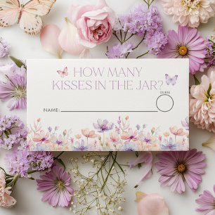 Wie viele Küsse Floral Butterfly Hochzeitsdusche Begleitkarte