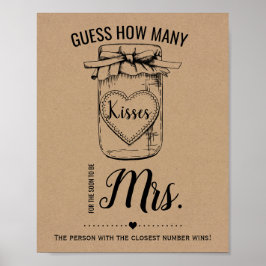 Wie viele Küsse für bald Frau Dusche Zeichen Poster