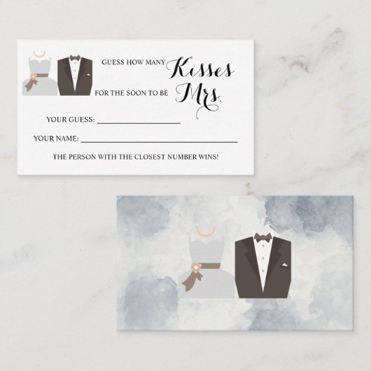 Wie viele Küsse für Mrs. B & G Shower Spielkarte Platzkarte (Vorne/Hinten)
