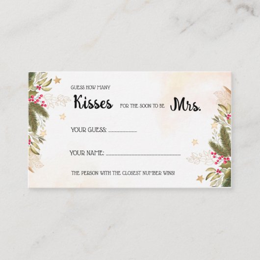 Wie viele Küsse für Mrs. Christmas Shower Game Pla Platzkarte (Vorderseite)