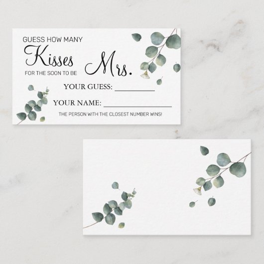 Wie viele Küsse für Mrs. Duschkartenspiel Platzkarte (Vorne/Hinten)