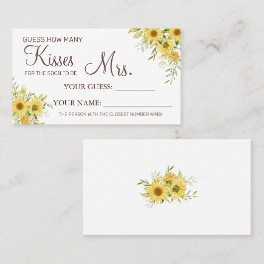 Wie viele Küsse für Mrs. Duschkartenspiel Platzkarte (Vorne/Hinten)