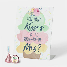 Wie viele Küsse für Mrs. Ice Cream Brautparty Sockelschild