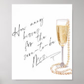 Wie viele Küsse Perlen und Prosecco Brautparty Poster (Vorne)
