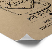 Wie viele Küsse rustikales Brautparty-Spielzeichen Poster (Ecke)