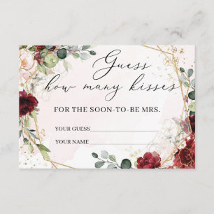 Wie viele Küsse Spielkarte boho burgundy floral Begleitkarte