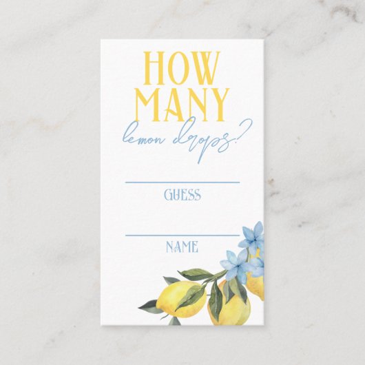 Wie viele Lemon Drop Party Guess Cards Visitenkarte (Vorderseite)