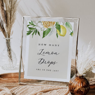 Wie viele Lemon Drops Brautparty Game Sign Poster