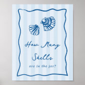 "Wie viele Muscheln" Brautparty Game Sign Poster (Vorne)