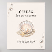 Wie viele Pearls Coastal Baby Dusche Spielzeichen Poster (Vorne)