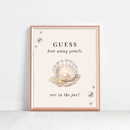 Wie viele Pearls Coastal Baby Dusche Spielzeichen Poster