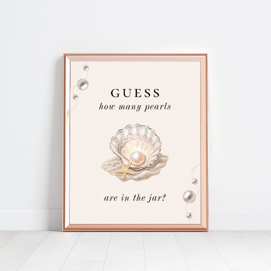 Wie viele Pearls Coastal Baby Dusche Spielzeichen Poster