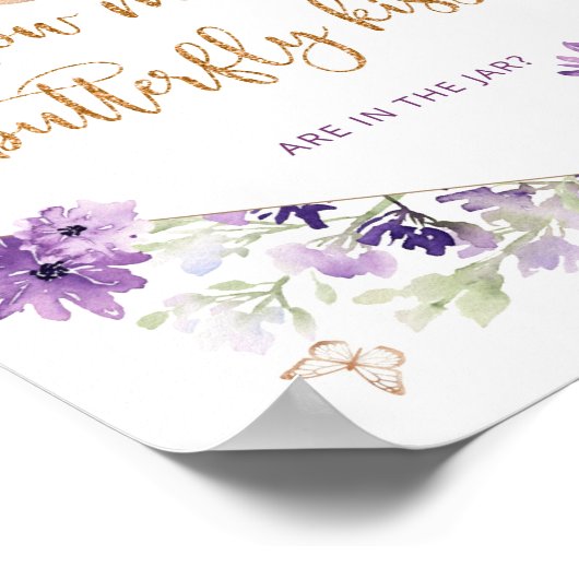 Wie viele Schmetterlinge küsst Baby-Duschgame Poster (Ecke)