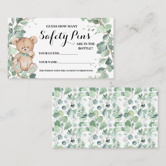 Wie viele Sicherheits-Button Bear Greenerity Duwer Platzkarte (Vorne/Hinten)