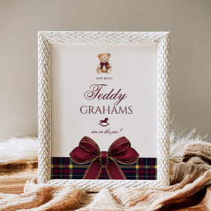 Wie viele Teddy-Grahams Teddy Bär roter Bogen Poster