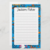 Wie viele verschiedene Fische kannst du sehen? Briefpapier (Vorne/Hinten)