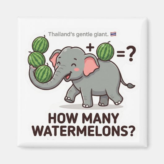 Wie viele Wassermelonen? Elefant Math Spiel Magnet (Vorne)