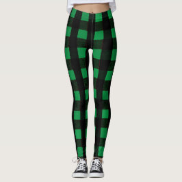 Wie wäre es mit "Envy Karo Leggings: Black & Green Leggings