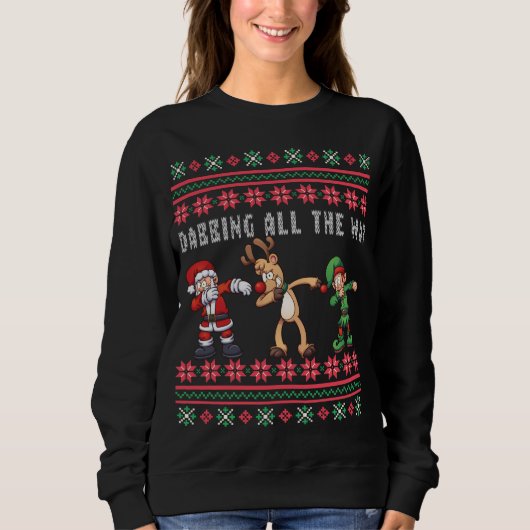 Wie Weihnachten-Rentier-Elf Ugly Xmas zu trotzen Sweatshirt (Vorderseite)