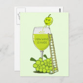 Wie Wein entsteht Funny Illustration Green Postkarte (Vorne/Hinten)